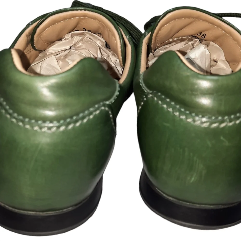 Hogan Olympia Rare Olive Green Italian  Leather Trainer Sneaker SZ EU 36